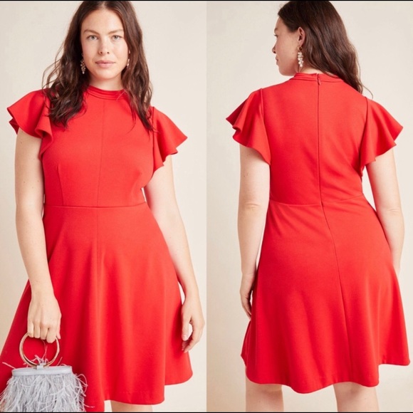 Anthropologie Maeve Deena Dress Flutter Sleeves 3X - Picture 1 of 9